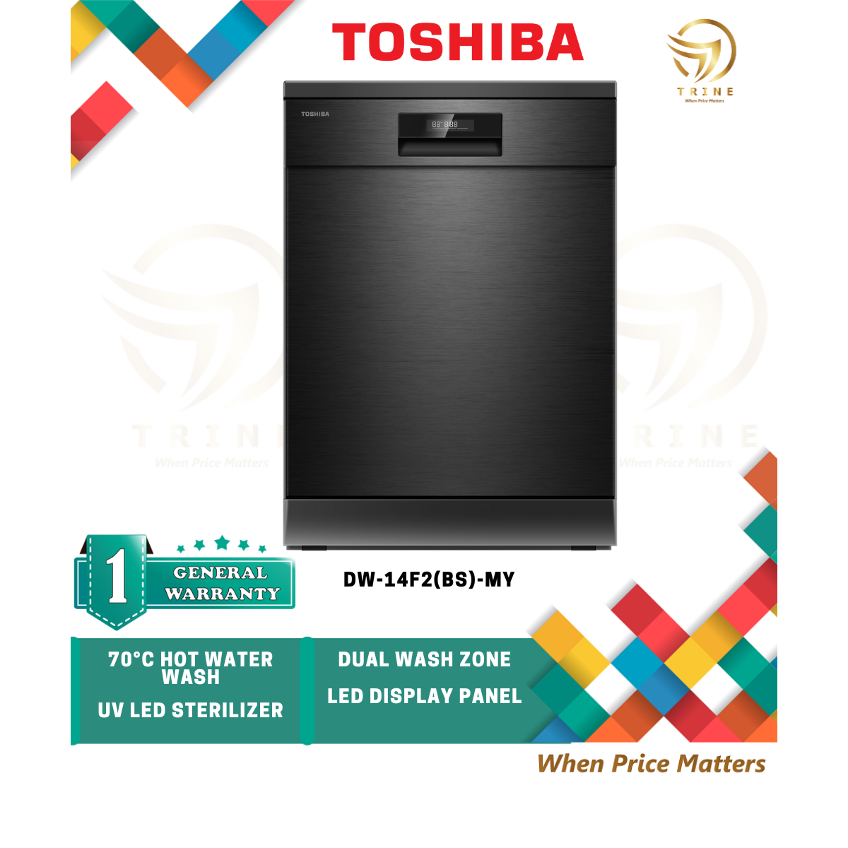 Toshiba Free Standing Dishwasher DUAL Wash Zone DW-14F1(S)-MY DW-14F1 / DW-14F2(BS)-MY DW-14F2(BS)