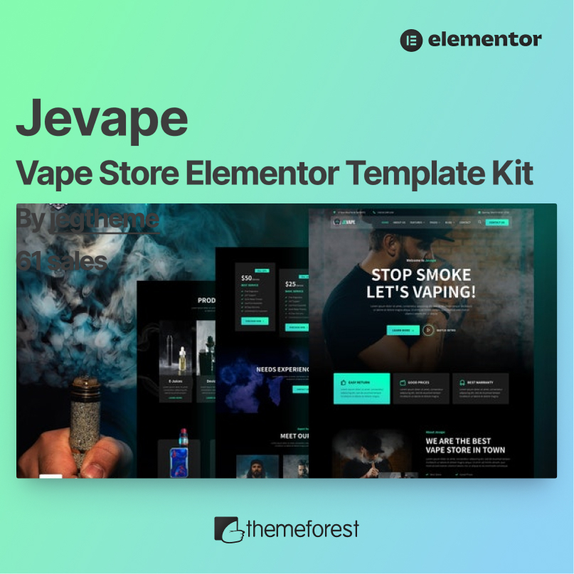 Jevape – Vape Store Elementor Template Kit (Themeforest Best Seller)