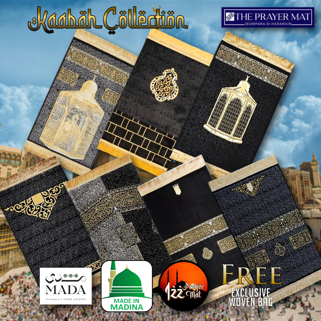 [PREMIUM] Sejadah Kiswah Kaabah Mekah Eksklusif Tebal 8mm Original Prayer Mat Made In Madinah Hadiah Hantaran