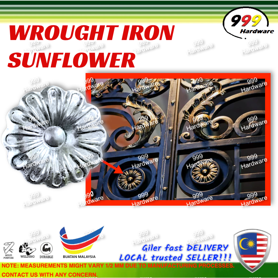 999 [5PC] WROUGHT IRON SUNFLOWER 太阳花 / BALUSTER DECORATION SUN FLOWER / MAIN GATE ORNAMENT WELDING DAUN BUNGA LEAF