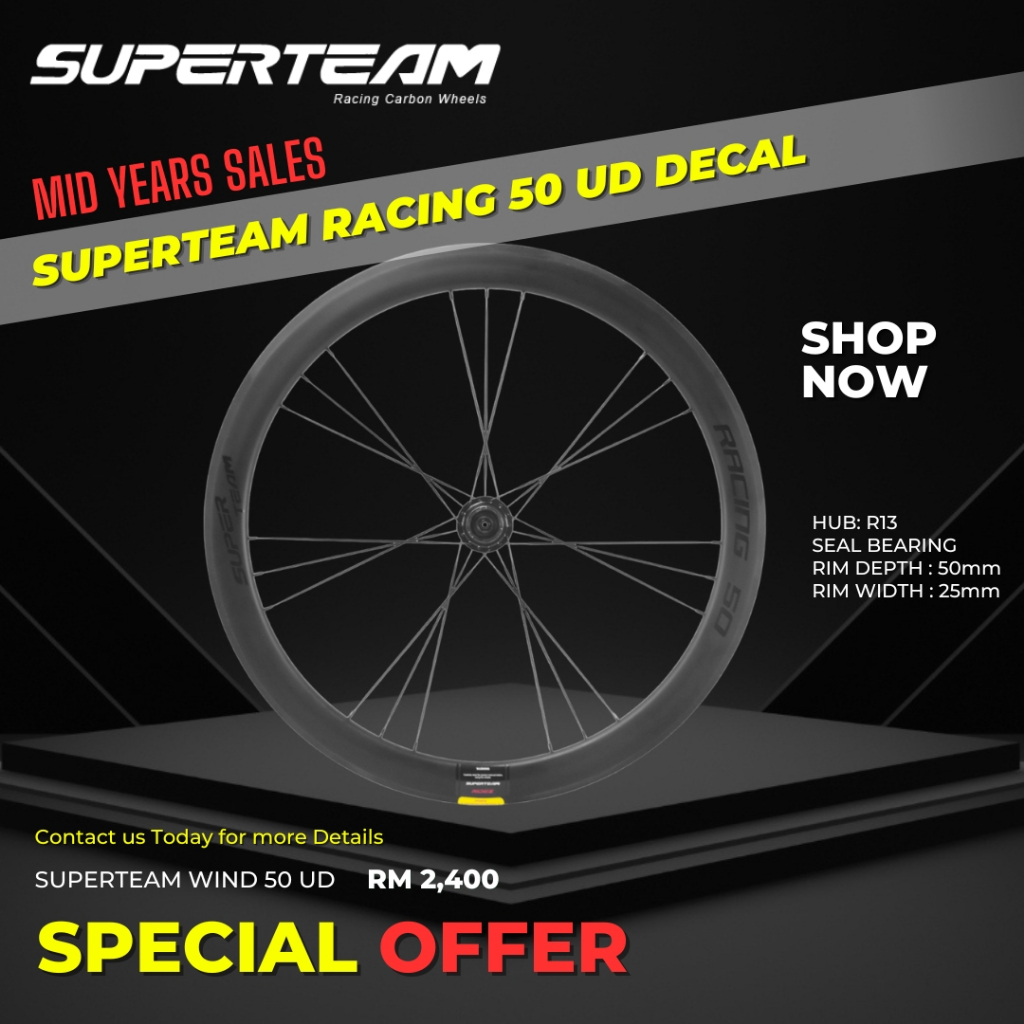 Superteam Racing 50mm UD Decal Road Carbon Wheelset / Road Bike