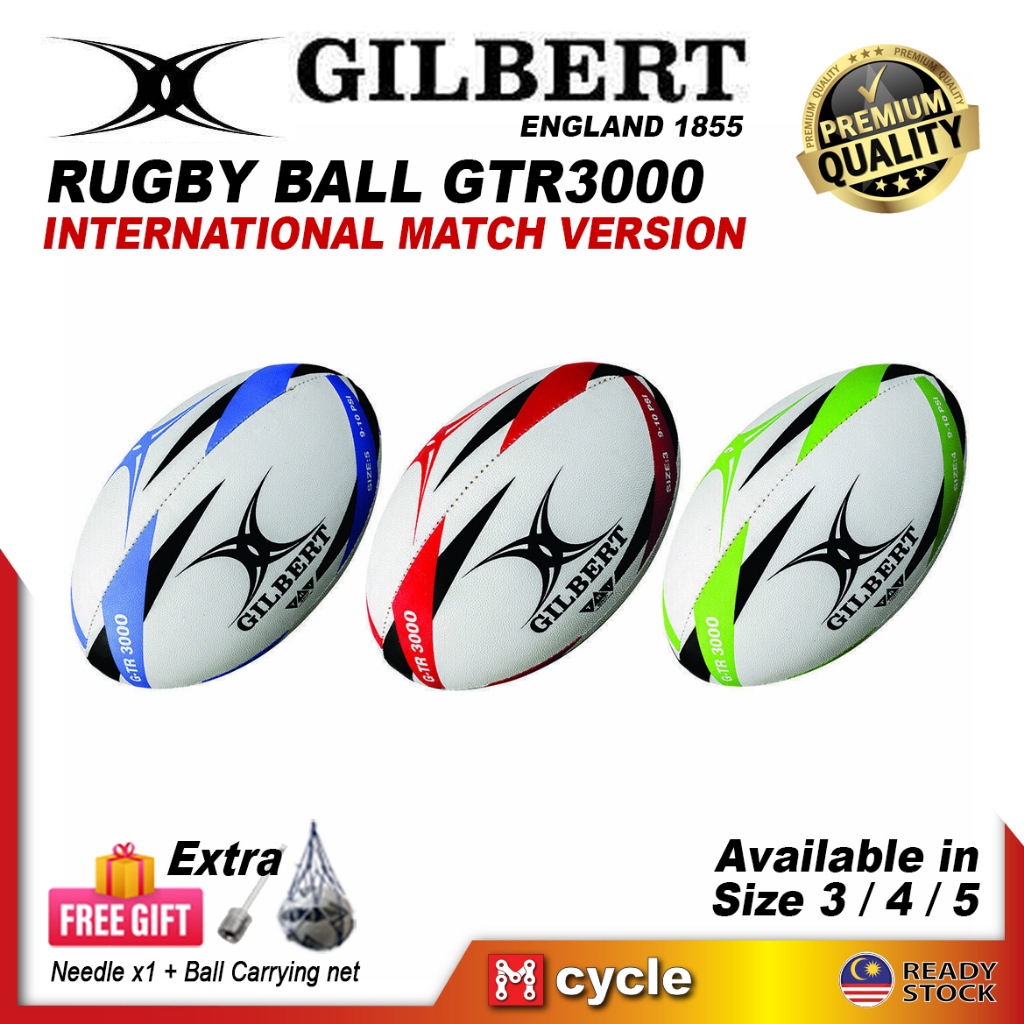 GILBERT GTR 3000 Official Rugby Ball Size 1 2 3 Junior Senior Bola Ragbi Official International Ball