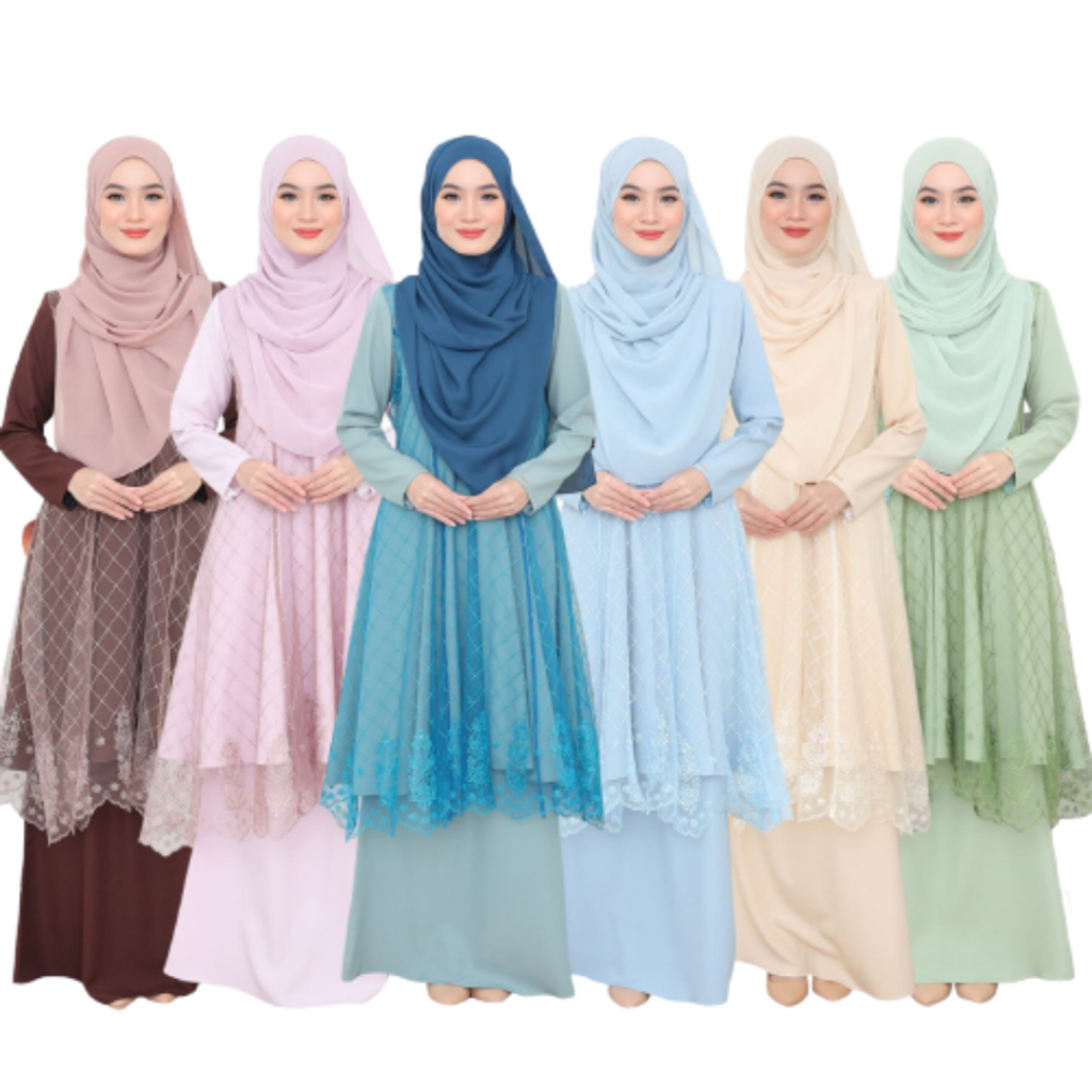 Baju Kurung Tasnim Lace Labuh Kembang Kenduri Raya Majlis Baby Blue ...