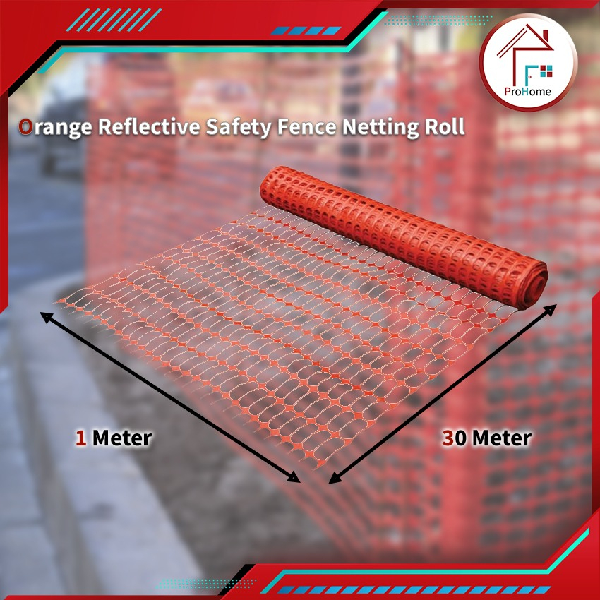 Orange Reflective Safety Fence Netting Roll (1M x 30METER) ABTOOLS9418 / Construction Mesh / Jaring Pvc Oren