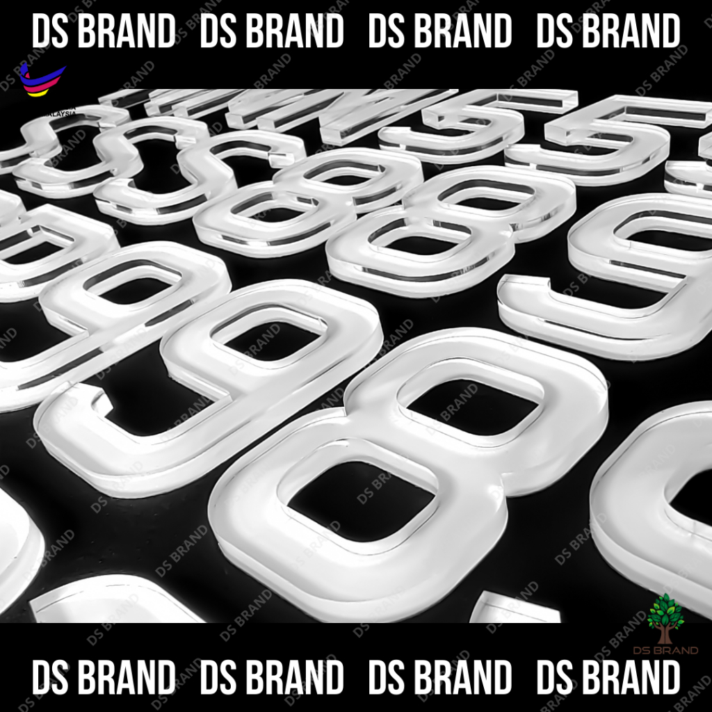 Car 3D Crystal White Number Plate / Nombor 3D Plate Kereta / Lebih Tebal / Lebih Quality / Harga Direct Kilang