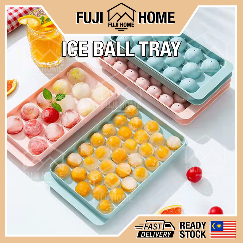 READY STOCK33 Holes Ice Ball Tray Ice Tray Ice Cube Maker Round Ice Mould Baby Food Puree Mold Container Lid Bekas Ais