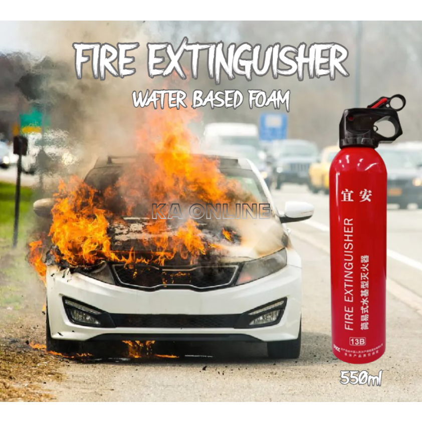 Car/Home Portable Fire Extinguisher Water/Powder Based 550ml 13B Type Small Vehicle Room Kitchen Car Alat Pemadam Api