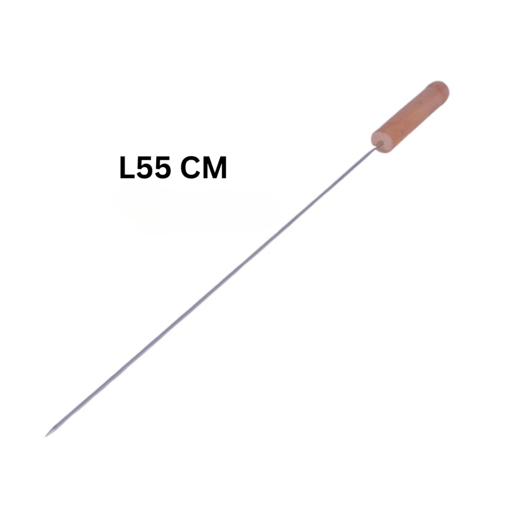 55cm Stainless Steel BBQ Wagyu Skewer Needle Sticks Fruit Shish Kebab Meat Wood Handle