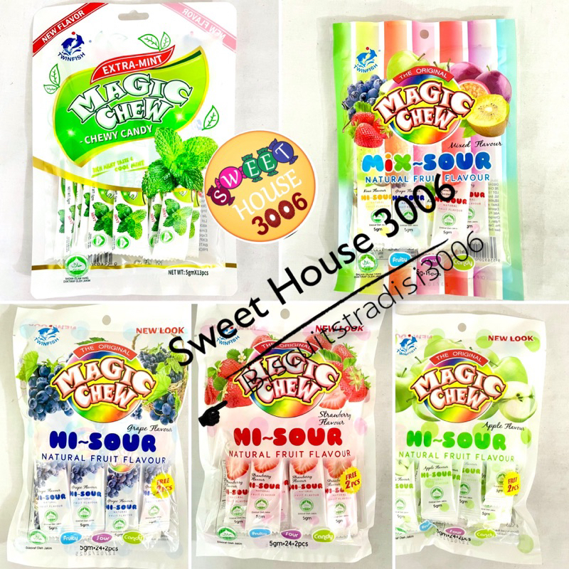 Twinfish Magic Chew Hi Sour Mix Fruits Gula Gula Kunyah Buah Buahan Masam Viral Jajan Shopee Sweet House 3006