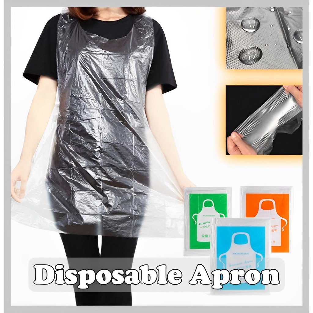 Disposable apron, Apron plastik pakai buang, Kids Adults Plastic Disposable Anti Oil Stain Cooking Painting Apron