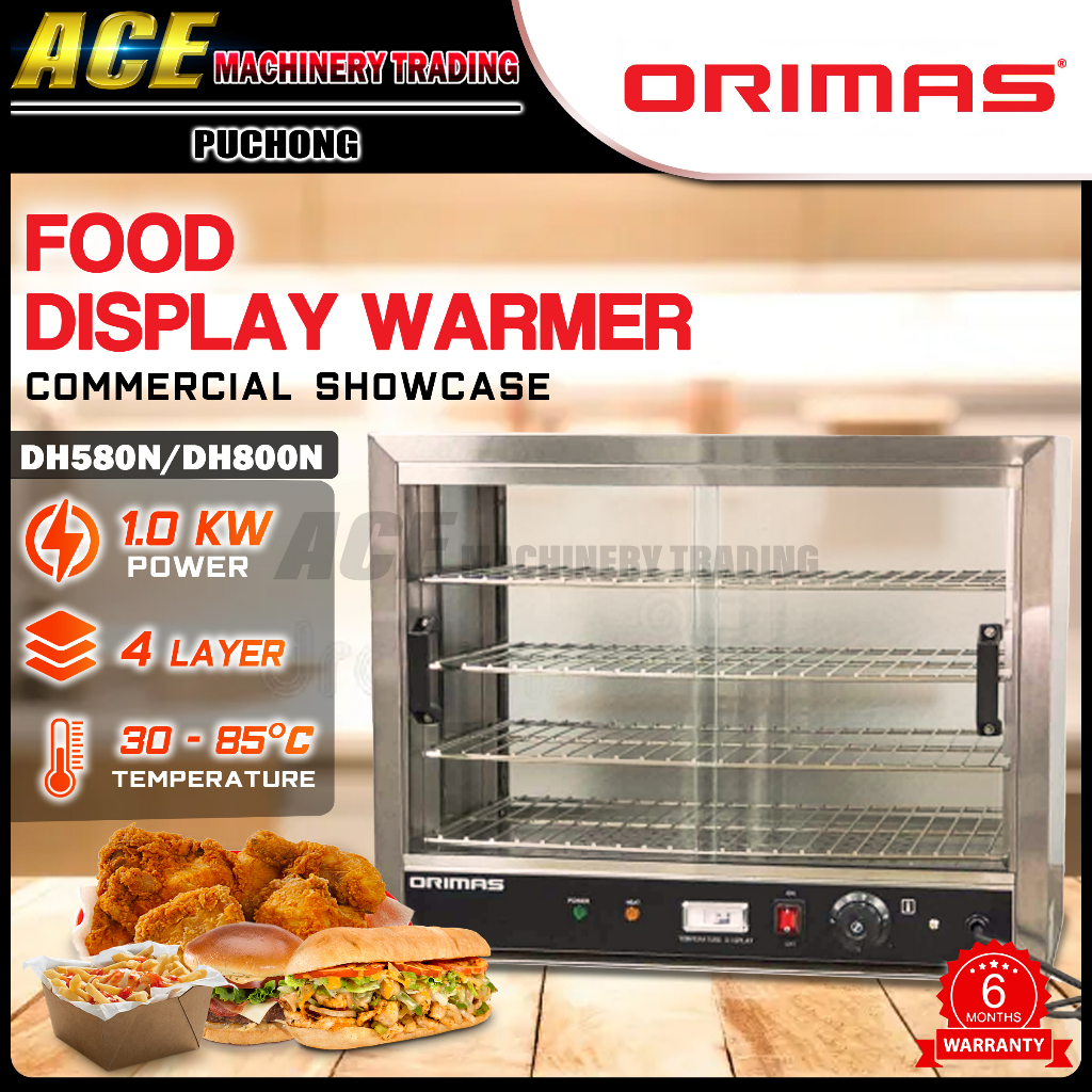 [ ORIMAS ] Food Display Warmer Commercial Use Food Warmer 30-85℃ Internal Light 1kw/21kg/DH-580N