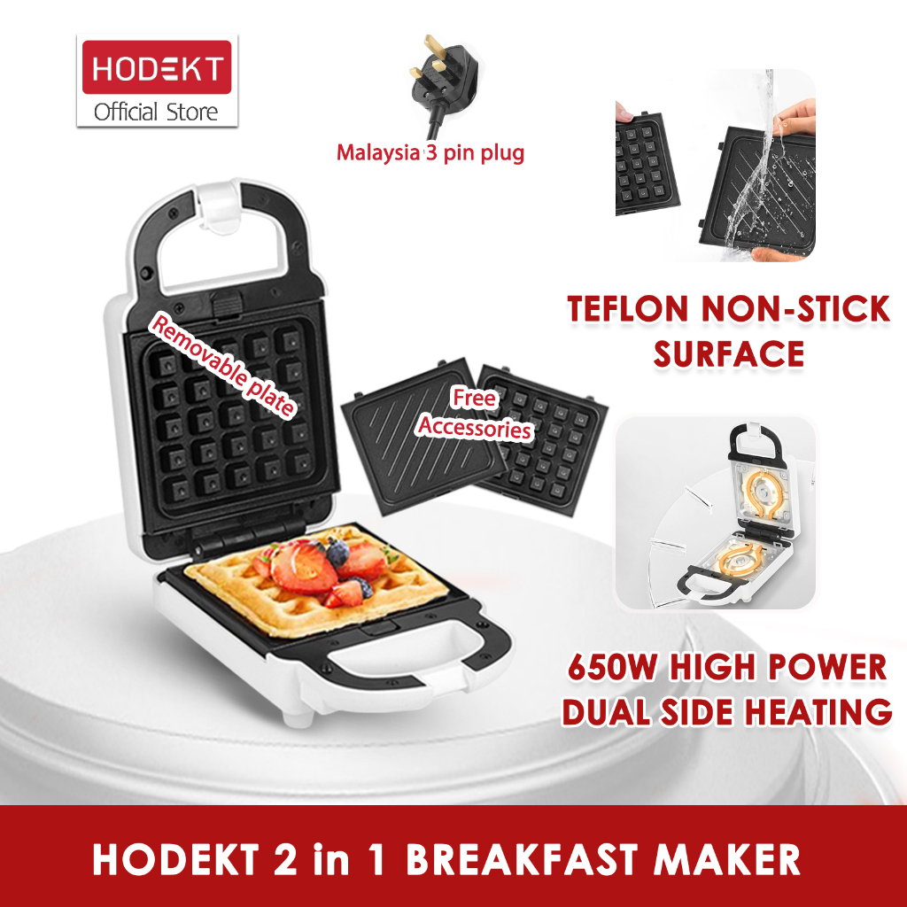 HODEKT Waffles Maker 2 In 1 Electric Breakfast Sandwich Machine Egg Cake Pan Eggette Machine Mini Waffle Pot