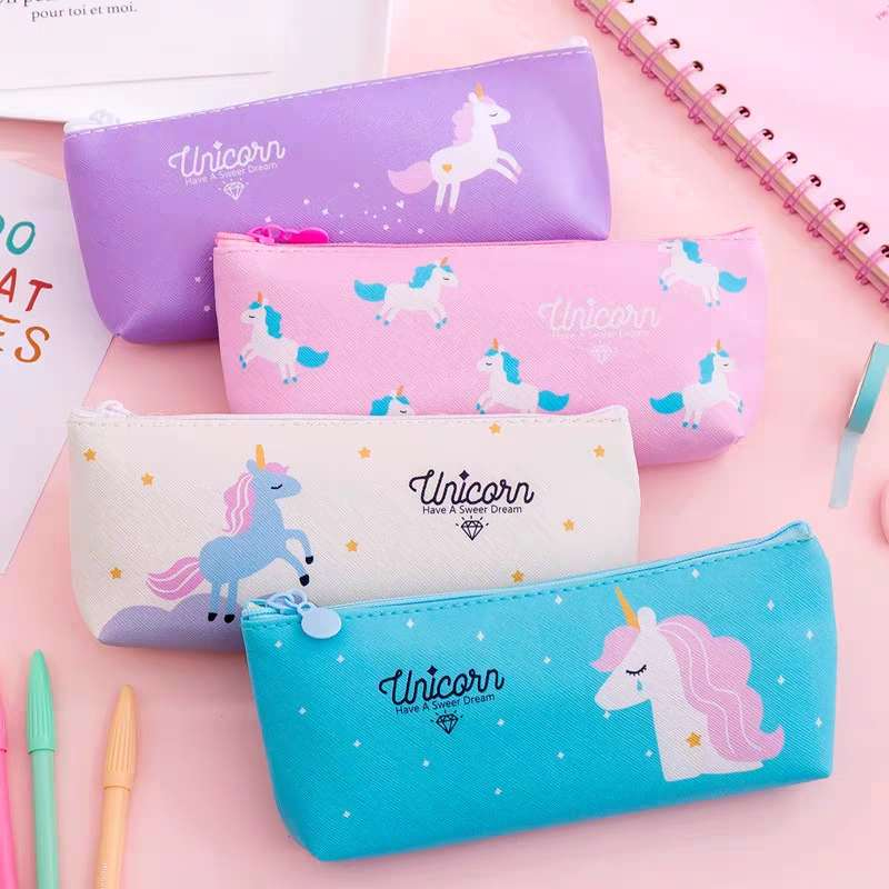 Cute Unicorn Pencil Case Pencil Bag Storage Waterproof Gift Zipper Bag Stationery Gifts School Office Equipment