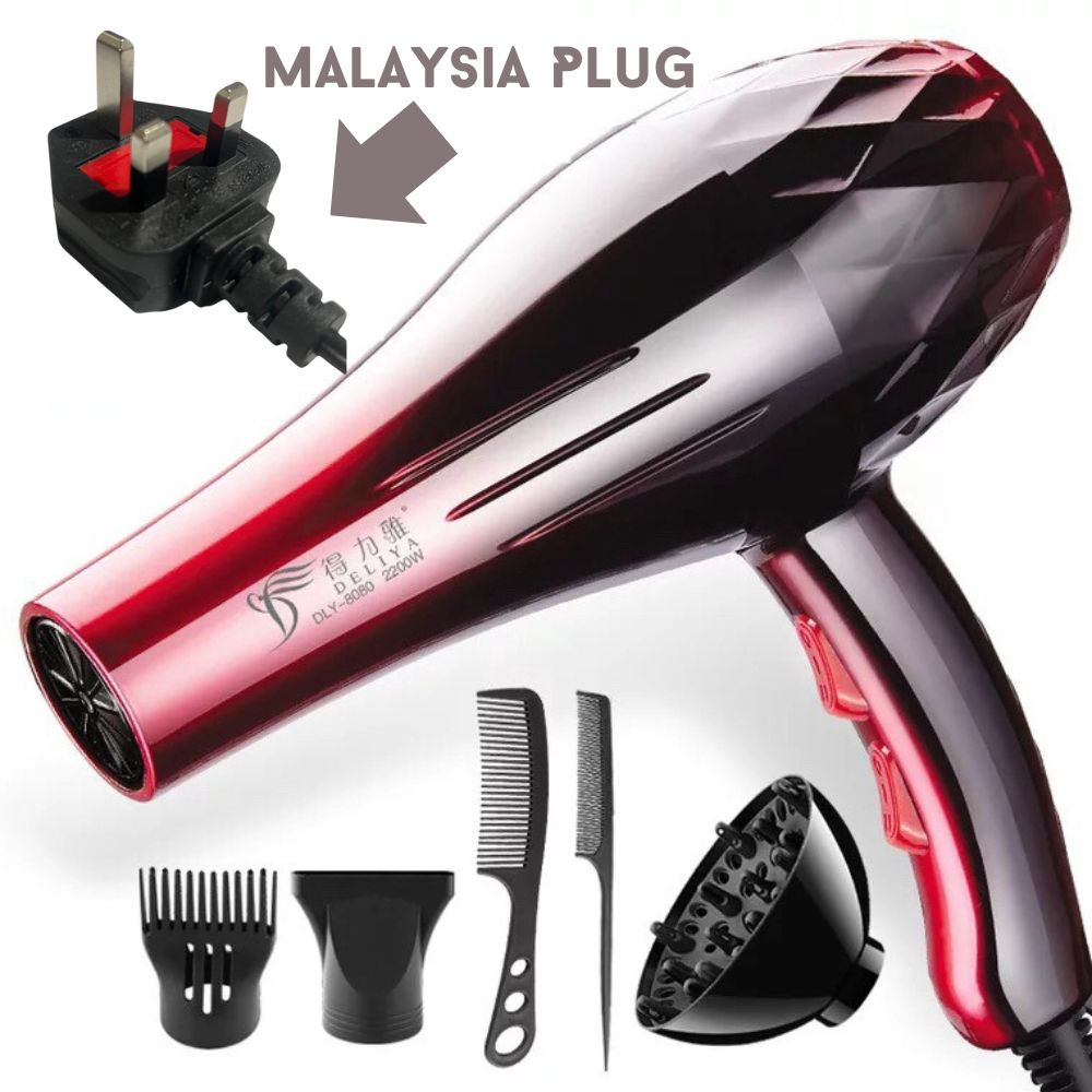 (Malaysia plug) Deliya 8080 Professional High Powerful Strong Wind Ionic Travel Hair Dryer