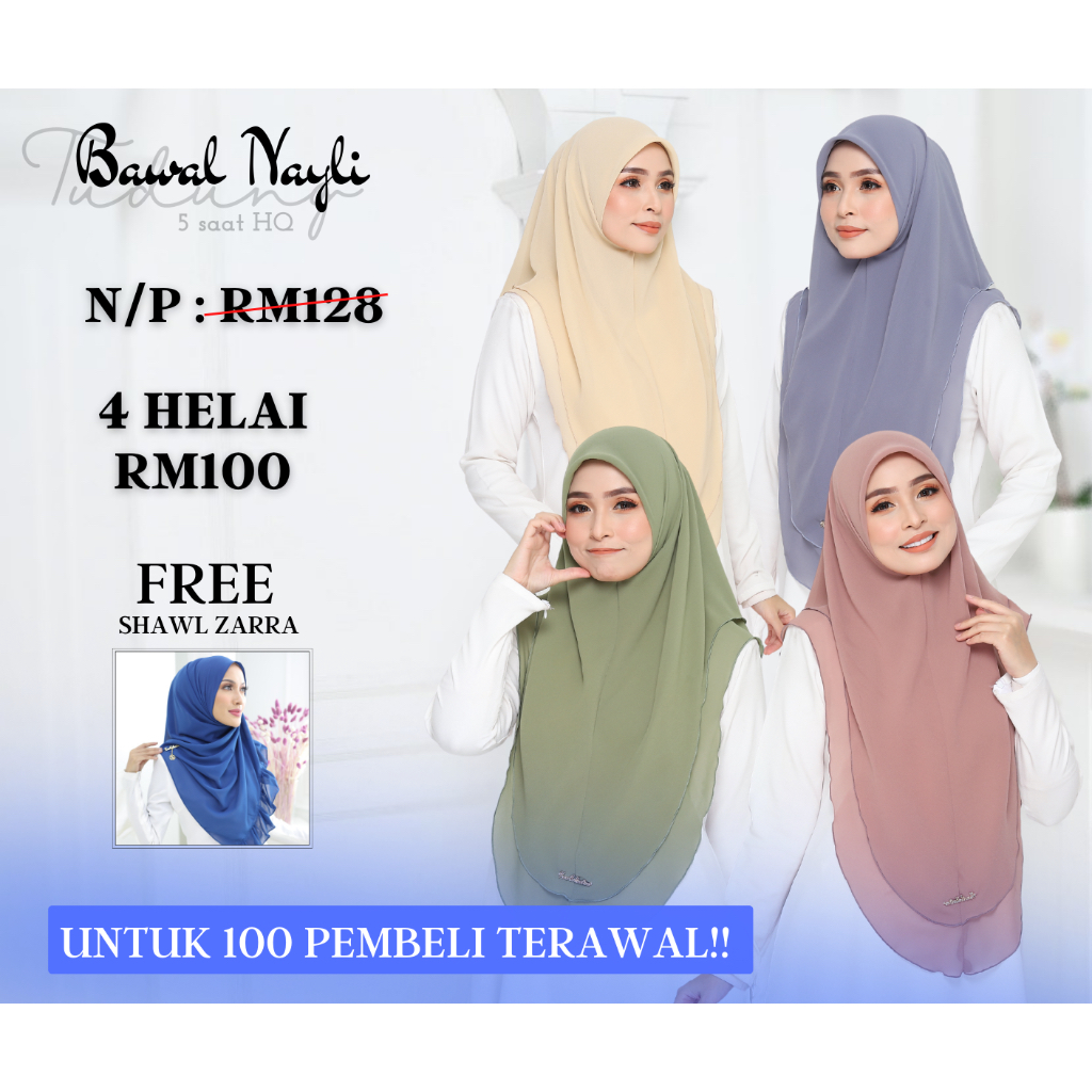 [PROMO] Tudung Sarung Nayli Free Size Set 5 Helai RM100 Free Inner Snowcap