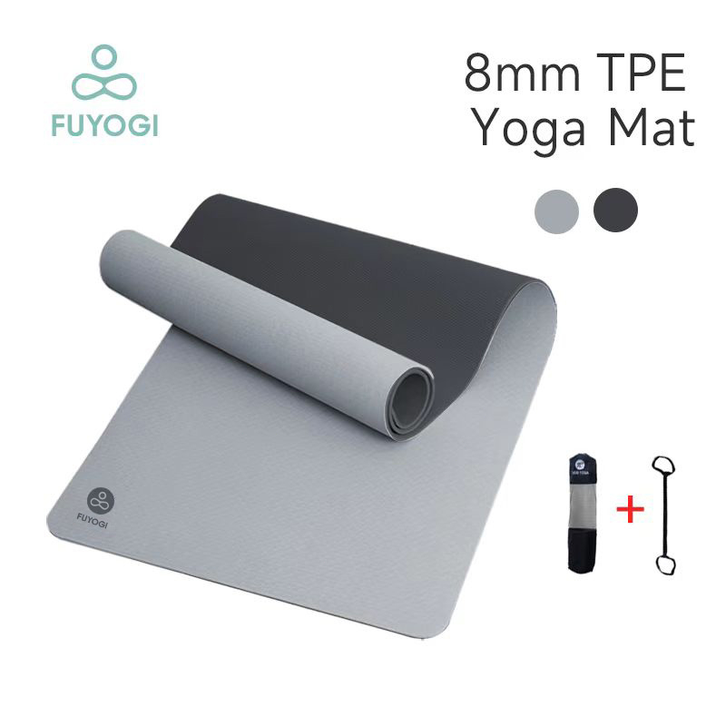 FUYOGI Yoga Mat Anti Slip TPE 8mm Workout Exercise Sports Fitness