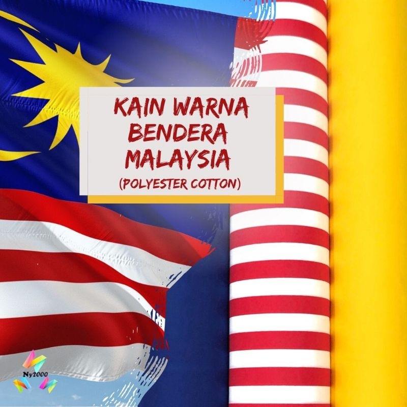 (Kain Polyester) Kain Warna Plain & Jalur Merah Bendera Malaysia Dekorasi Hari Merdeka / 1 inch Red Stripe Fabric