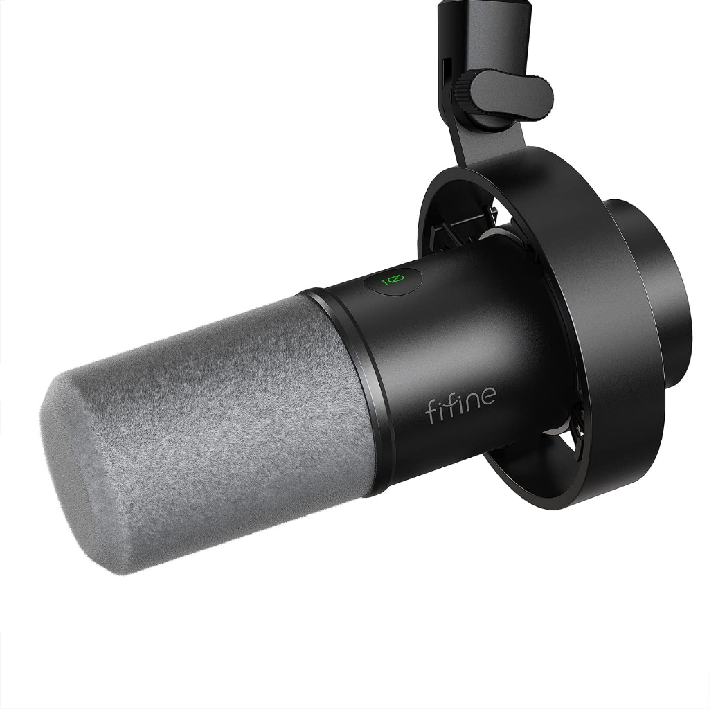 FIFINE K688 Dynamic Microphone (XLR/USB Podcast Recording Mic Mute Headphone Jack Monitoring)