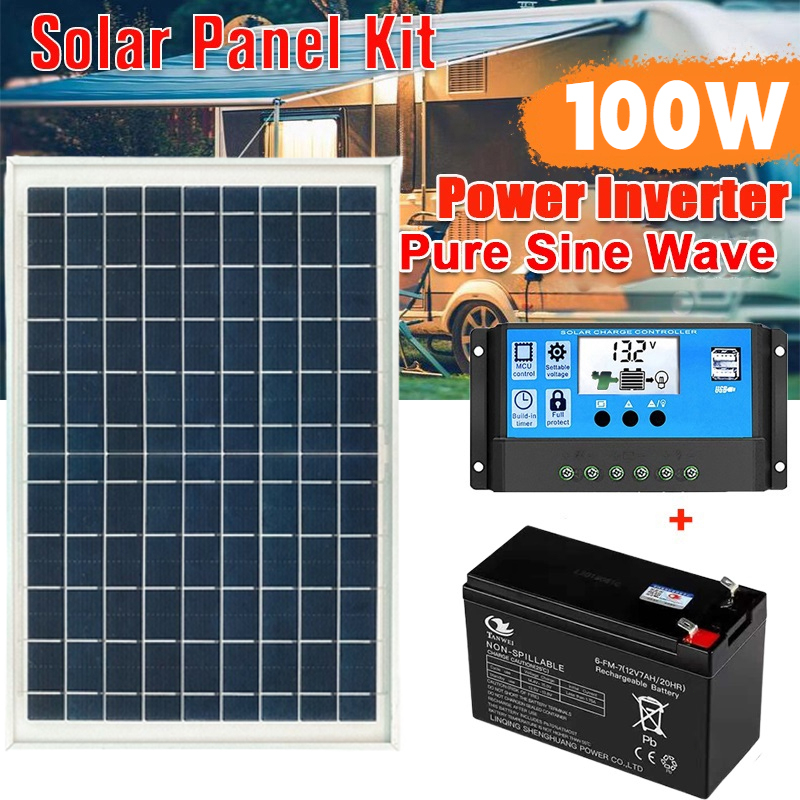 (12V) Portable Solar Panel Polycrystalline Flexible Solar Panel Powered kit Battery Charger With 10A LCD Controller