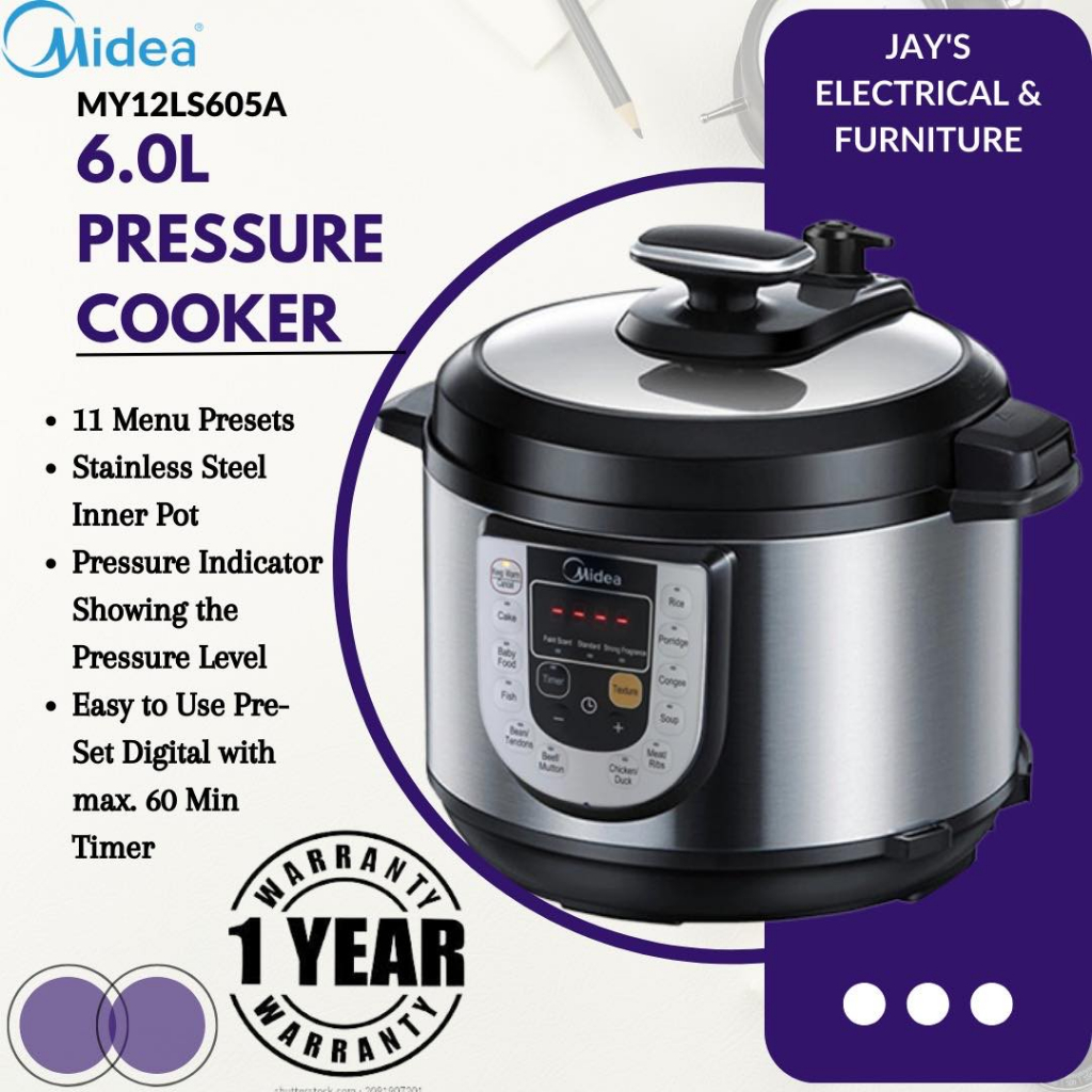 MIDEA PRESSURE COOKER 6.0L MY-12LS605A / PERIUK TEKANAN