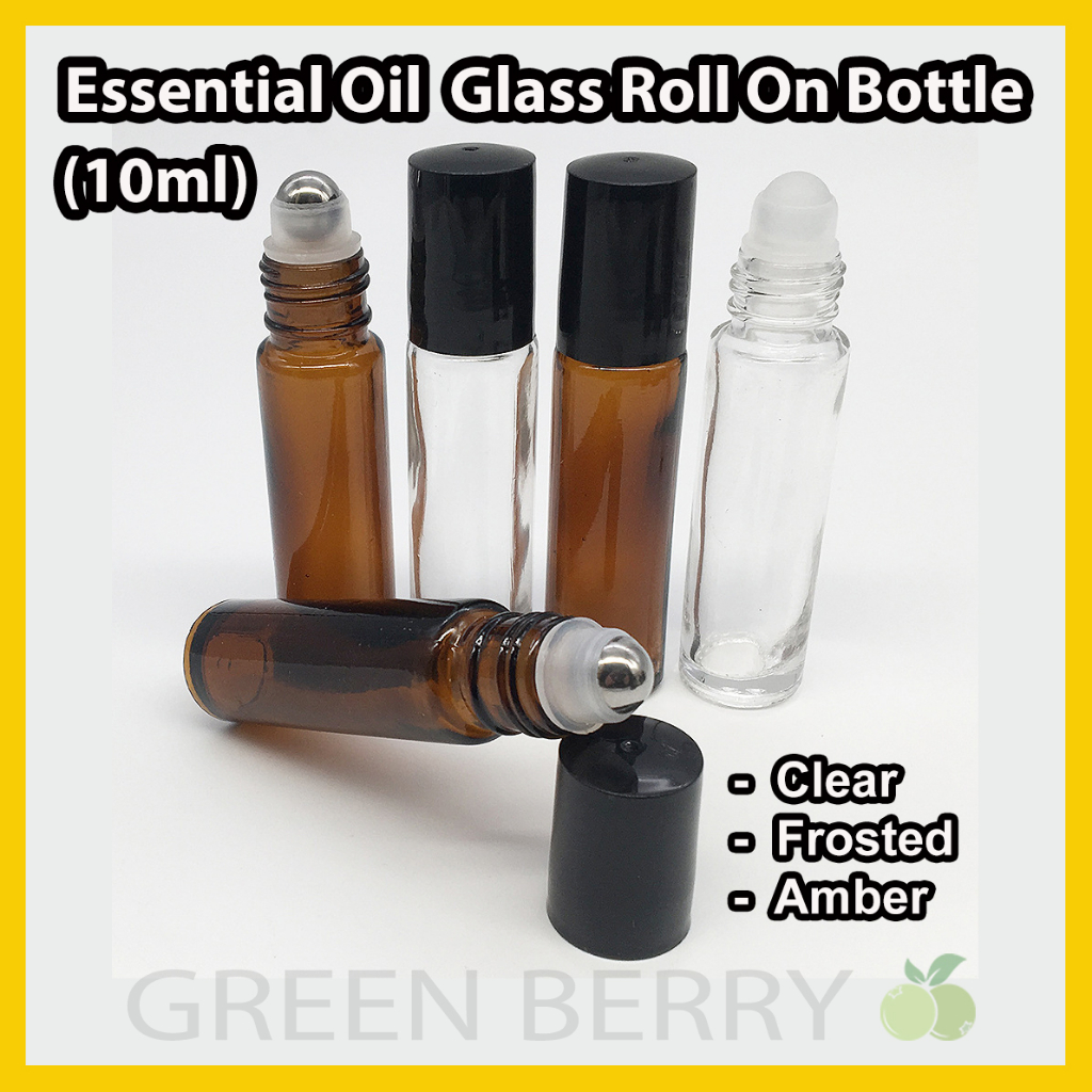 10ml clear frosted amber glass essential oil perfume roller roll on bottle | botol minyak perfum 10ml