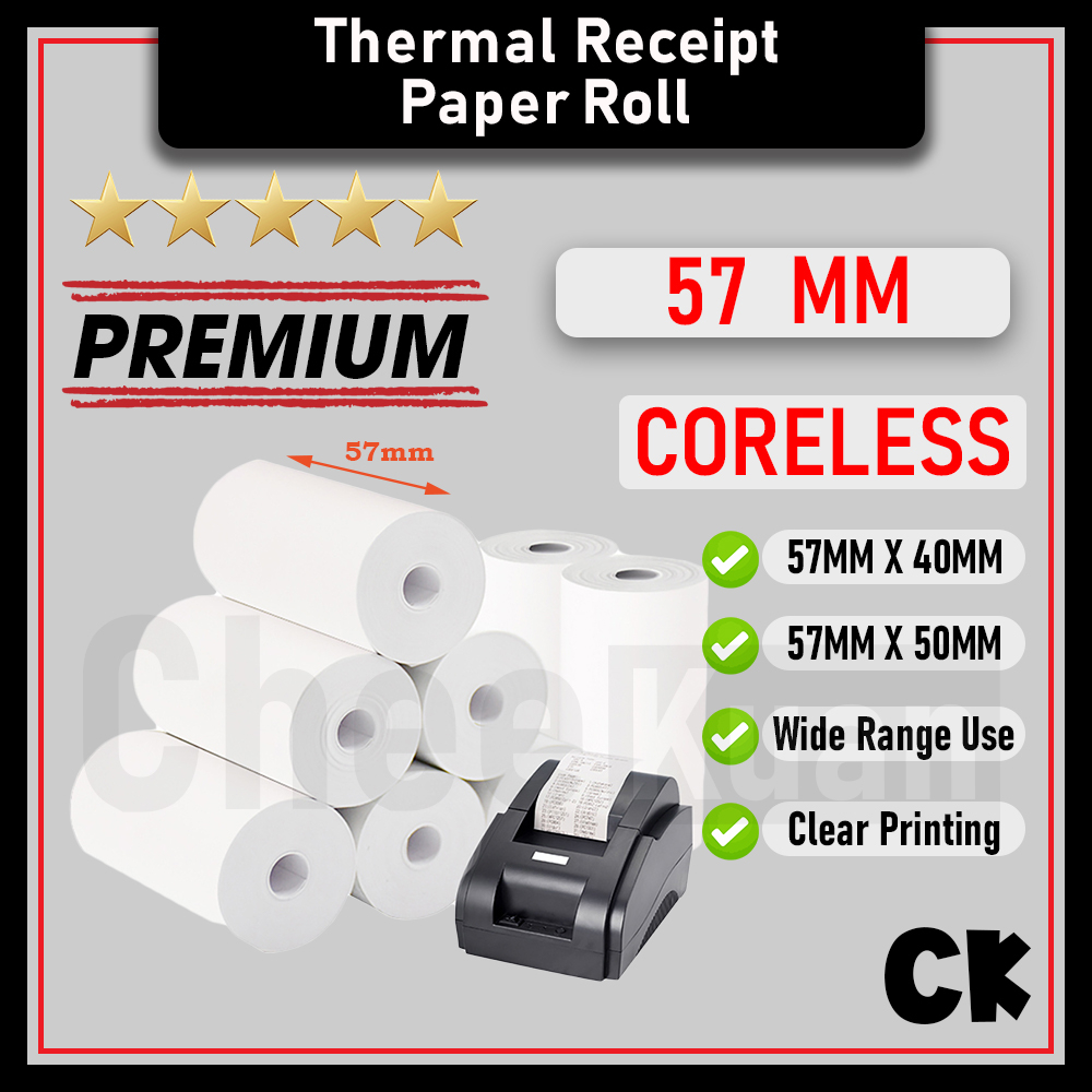 57mm Thermal Paper Rolls (1 Roll) Thermal Receipt Paper Roll Kertas Resit Gulung Credit Card Thermal Paper Roll TP01