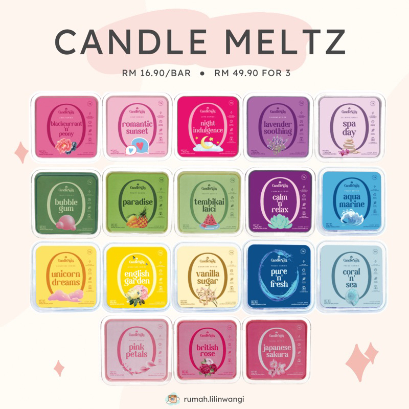 Candlenutsbynadia - CANDLE MELTZ (SCENTED CANDLE BAR / LILIN WANGI / PEWANGI RUMAH)