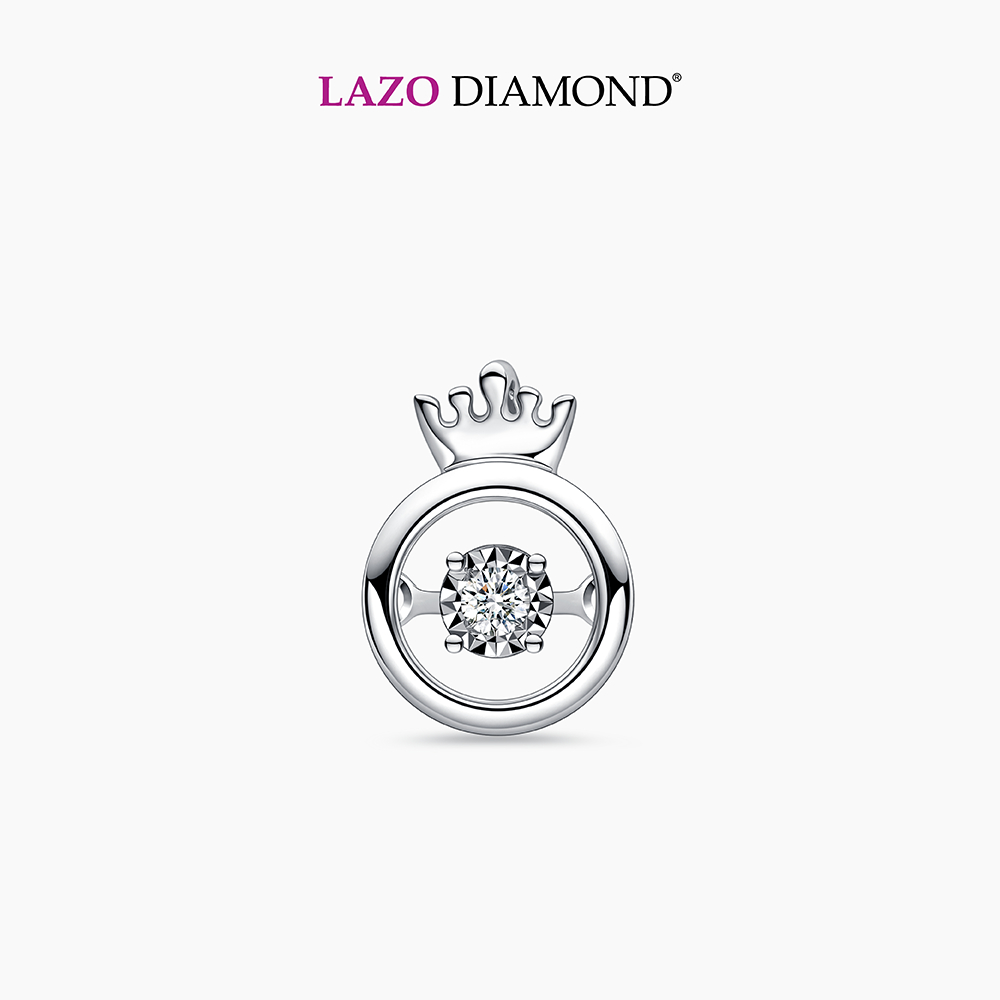 LAZO DIAMOND Princess Tiara Dancing Diamond Pendant in 9k White Gold