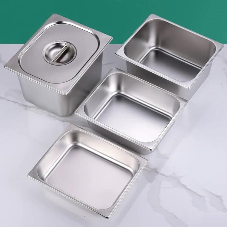 Half Size Stainless Steel Food Tray GN Pan Gastronorm Buffet Chafing Dish Container Basin Bekas Makanan Kenduri Restoran