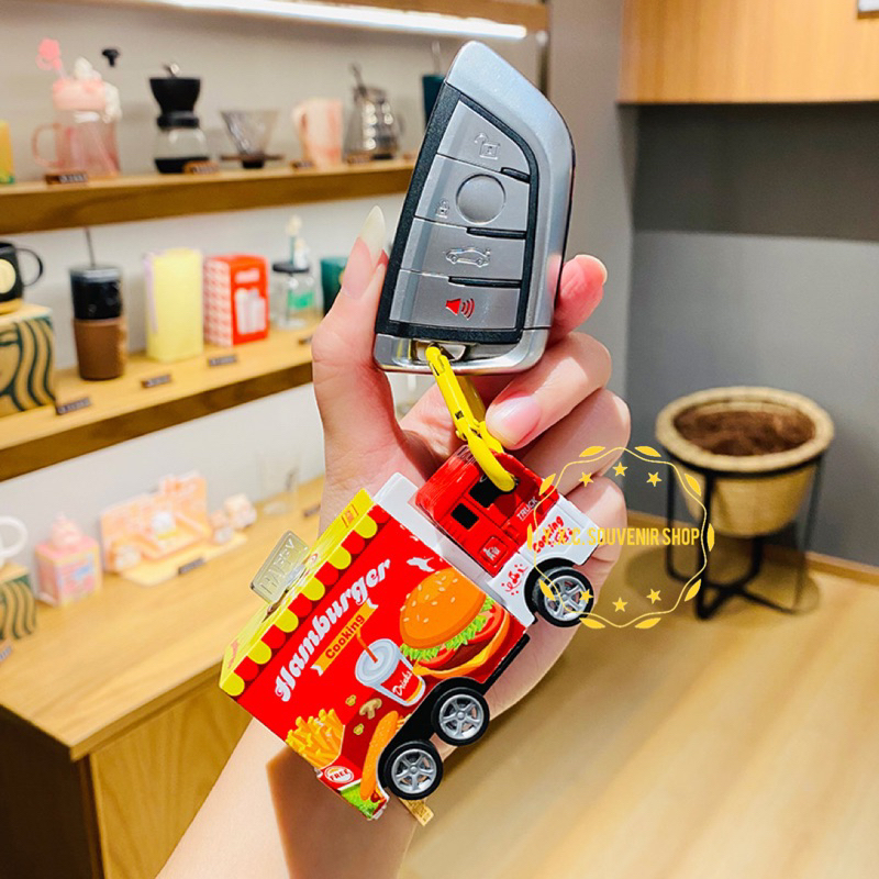 Foods Truck Keychain Sushi Burger Ice Cream Pizza Birthday Present Gift Souvenir Kids Toys Luggage Backpack Decoration