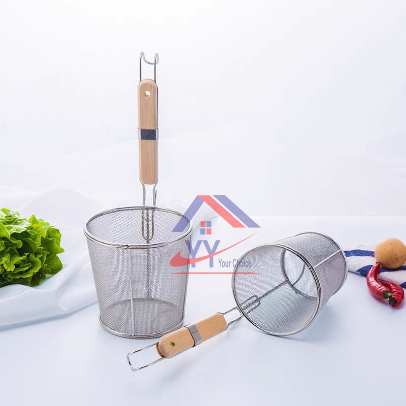 Stainless Steel Noodle Strainer/Colander/Dryer/Tapis Mee/Penapis Mee/Mee Drainer/Blanching Basket with Wooden Handle