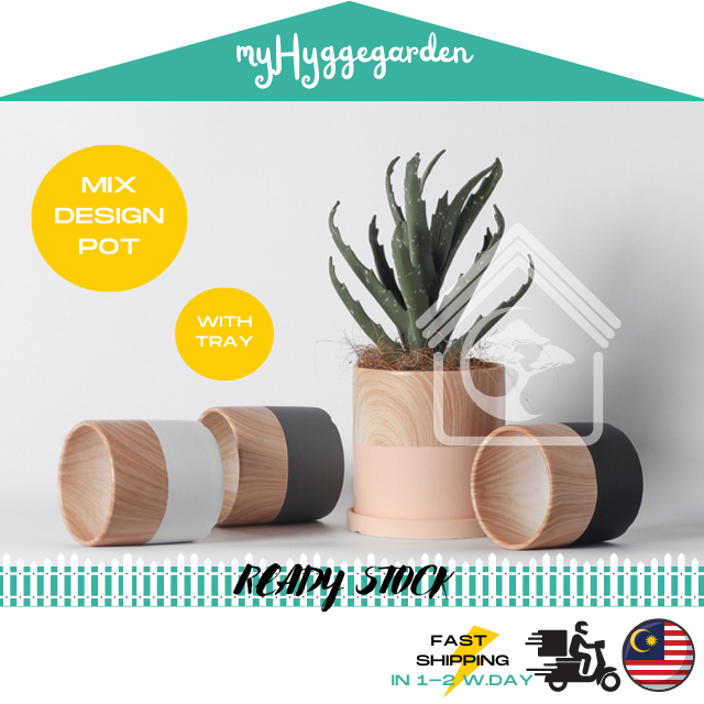 [W TRAY] Half Style Porcelain Ceramic Large Big Vase Plant Flower Pot | Pasu Bunga Kreatif Seramik Besar 直筒上浅木下彩色陶瓷花盆