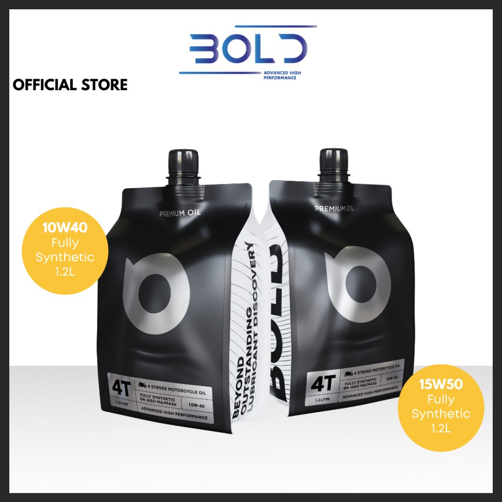 BOLD 4T 1.2L Fully Synthetic 10w40 15w50 MA2 SN Motorcycle Engine Oil Minyak Hitam Motor Motosikal RSX RS150 1.2 Liter