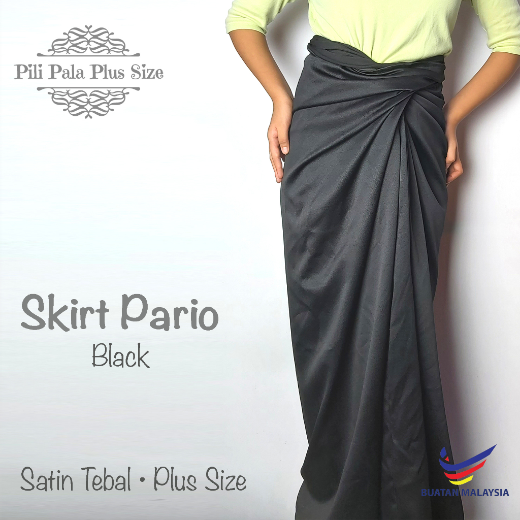 (Voucher RM10) Pili Pala Batik & Plain Satin Wrap Skirt Plus Size Pareo Skirt Siap Jahit Cukup Panjang