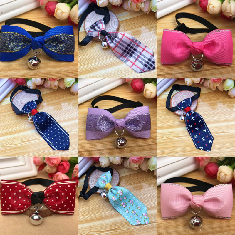 Pet Collar Bow Tie Cat Dog Tie Kolar Kucing Raya Outfit 宠物项圈狗狗猫咪领带蝴蝶结围脖