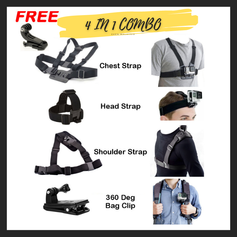 GOPRO Body Strap Mount & Action Camera Chest, Head, Shoulder & Bag Clip GoPro Body Strap | Action Camera Strap