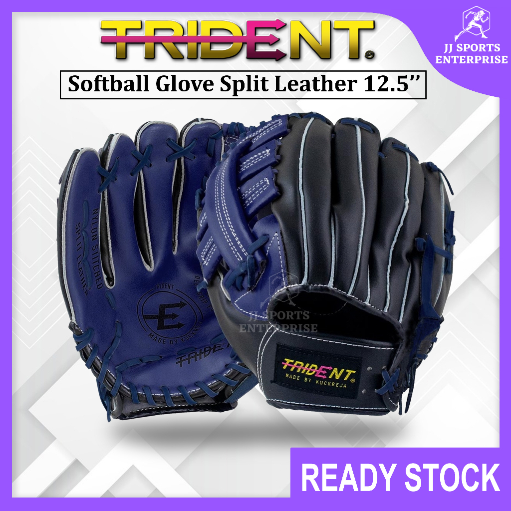 Trident T60 T-60 Softball Glove Split Leather 12.5'' RH Baseball Glove Sport Glove Practice Universal Equipment Outdoors