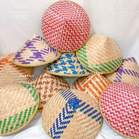 (Rattanvintage)35cm Vietnamese Bamboo Straw Hat | Tudung saji buluh | Topi Mengkuang | Tudung Saji Mengkuang