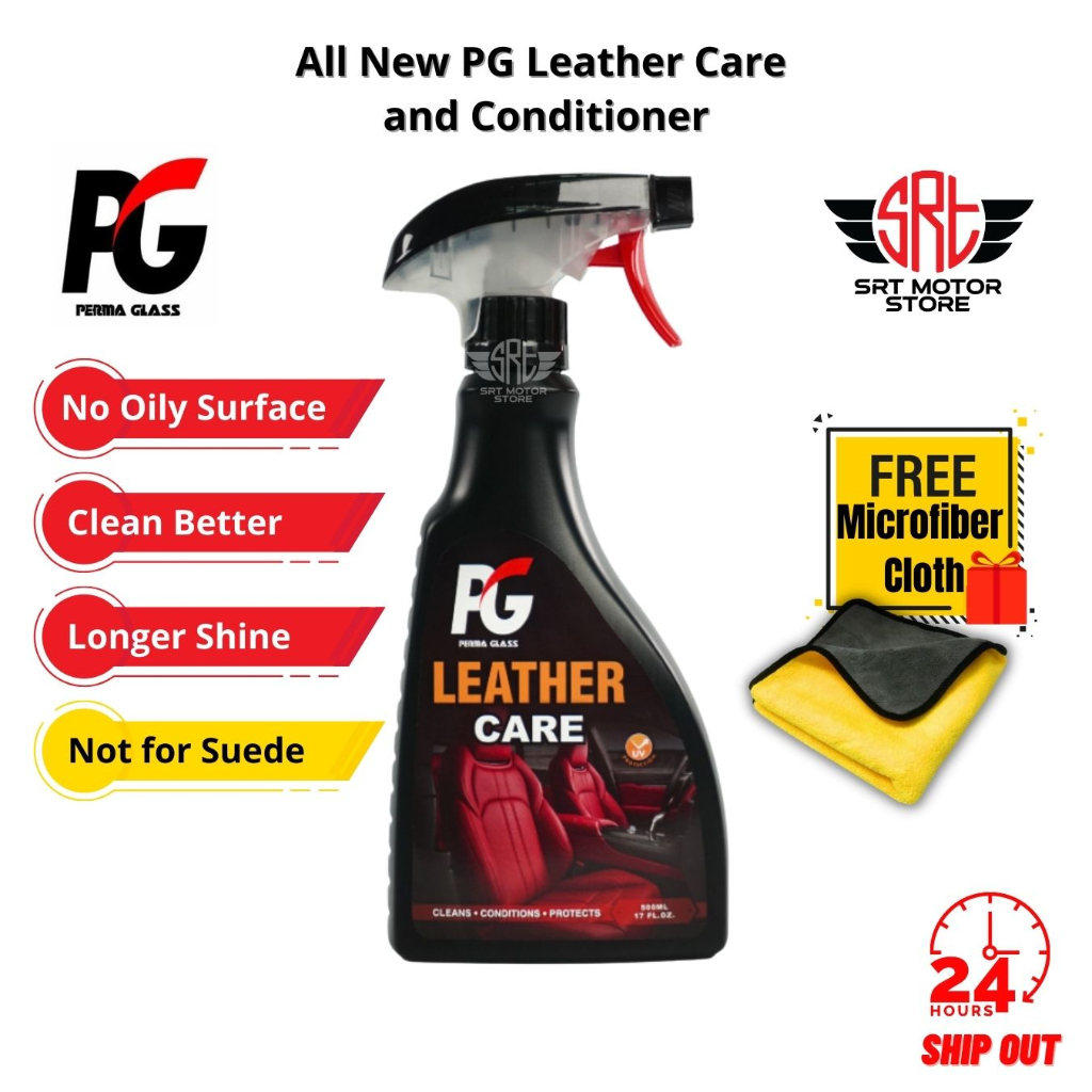 PG Leather Care Cleaner and Conditioner Polish 500ml for Genuine and Synthetic Leather PVC Perma Glass [Free Gift]