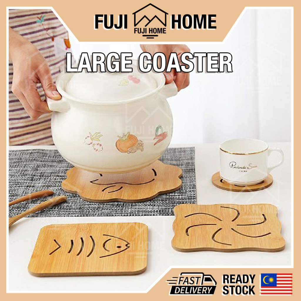 READY STOCKCute Coaster Kitchen Fibre Wood Place Mat Anti-heat Coaster Hot Pot Table Place Mat Coaster Anti Slip Pad