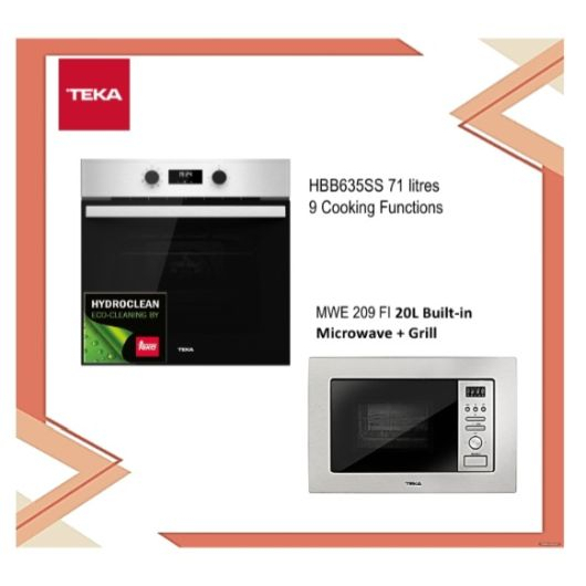 Teka HBB 635 SS Built in Oven (8 Cooking Functions) + MWE 209 FI Built in Microwave + Grill