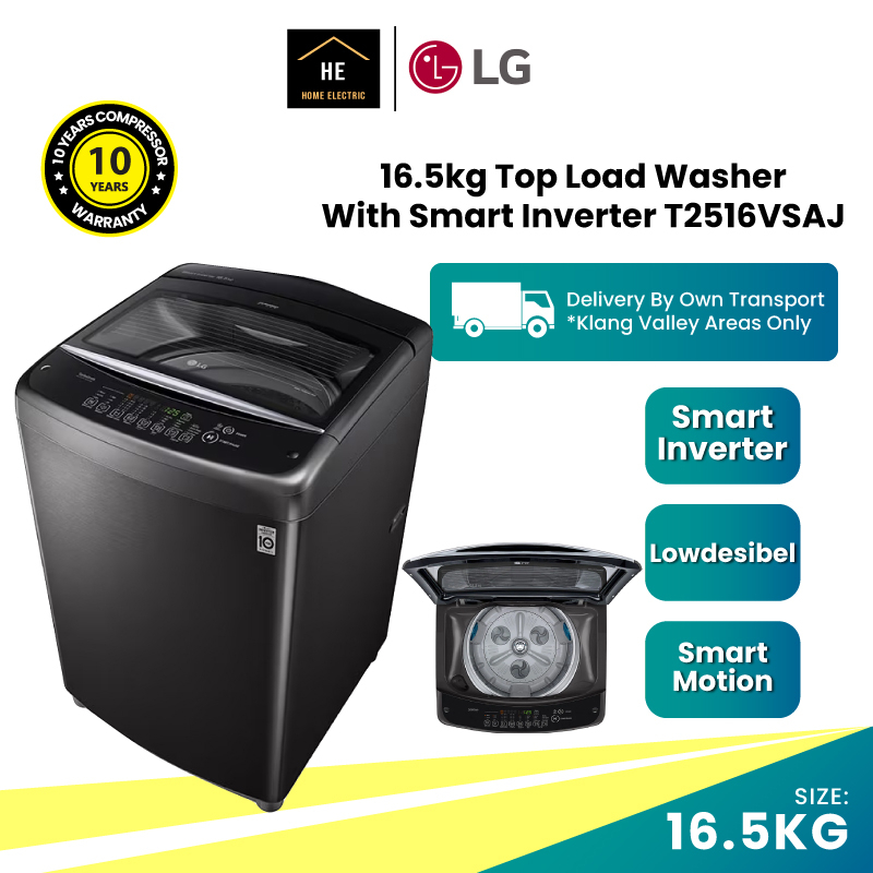 LG 16.5KG Top Load Washer with Smart Inverter T2516VSAJ Washing Machine Mesin Basuh