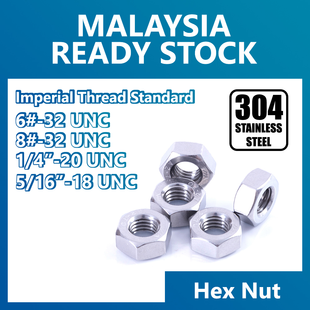 Hex Nut UNC Imperial Standard Inch 304 Stainless Steel U.S Canada Inch Measurements Hexagon Nut