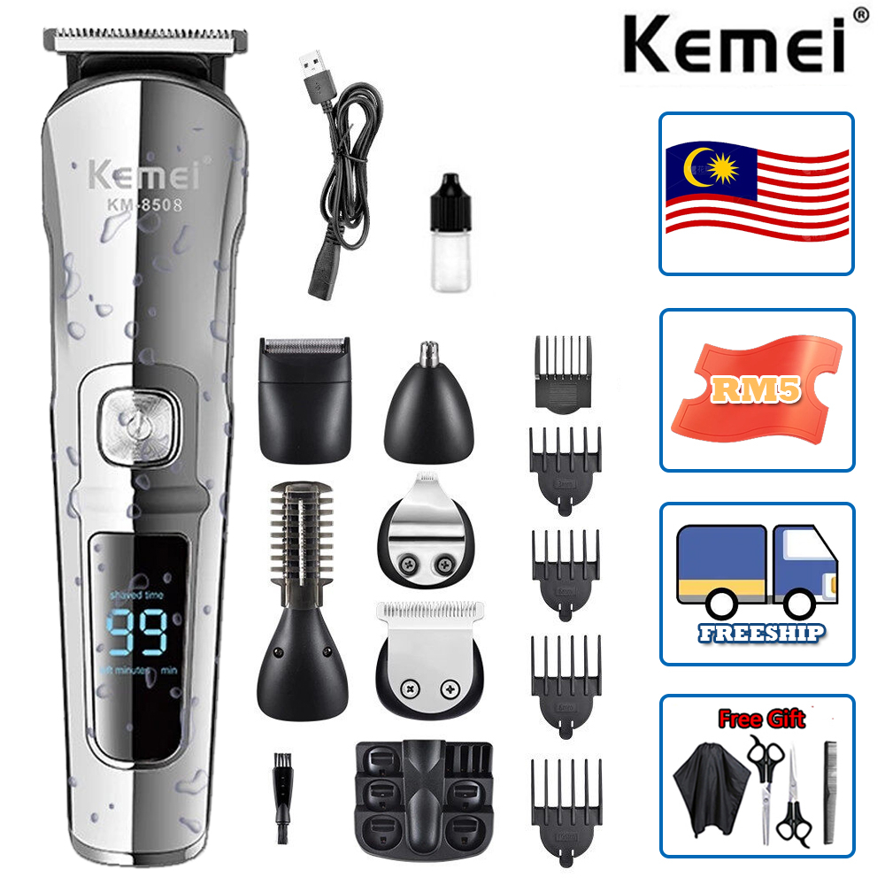 Kemei Beard Hair Trimmer Multifunction Beard Hair Trimmer Waterproof 6 In 1 Hair Clipper Electric Razor for Men KM-8508