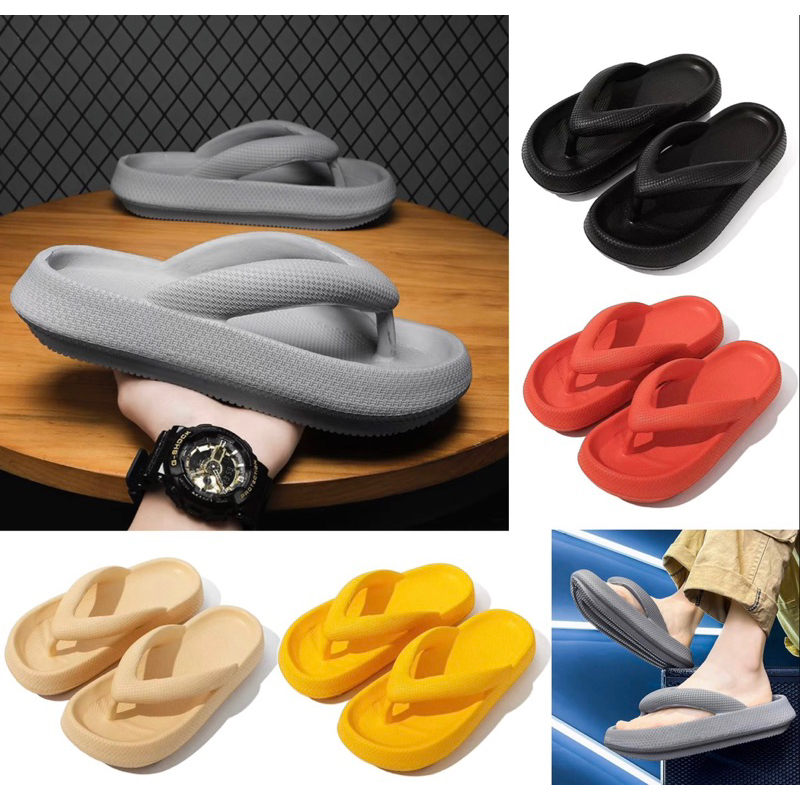 EVA Unisex Thick Slipper Flipper Soft Rubber Selipar Wanita Lelaki Comfy Outdoor Flip Flops 男女情侣人字拖鞋