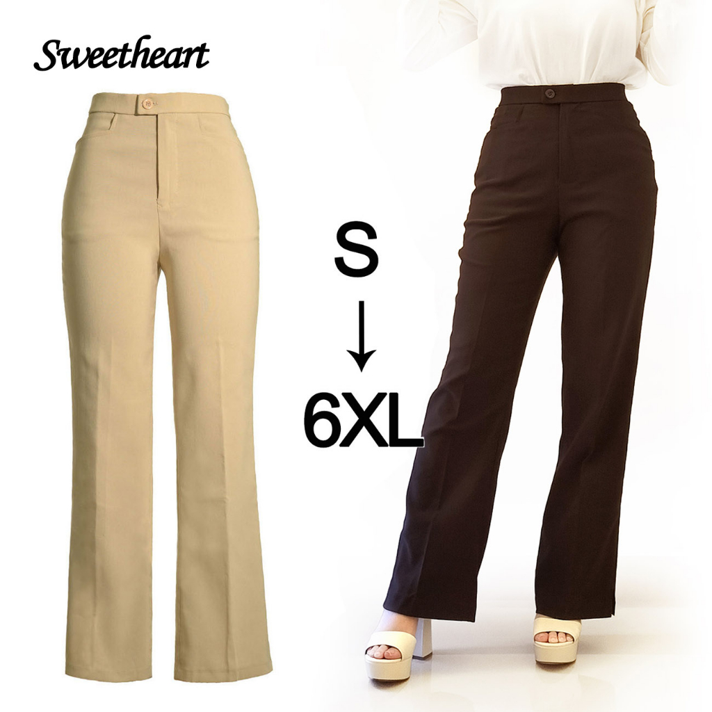 Women Stretch High Waist Pants Seluar Slack Muslimah Perempuan Wanita Kerja S - 6XL