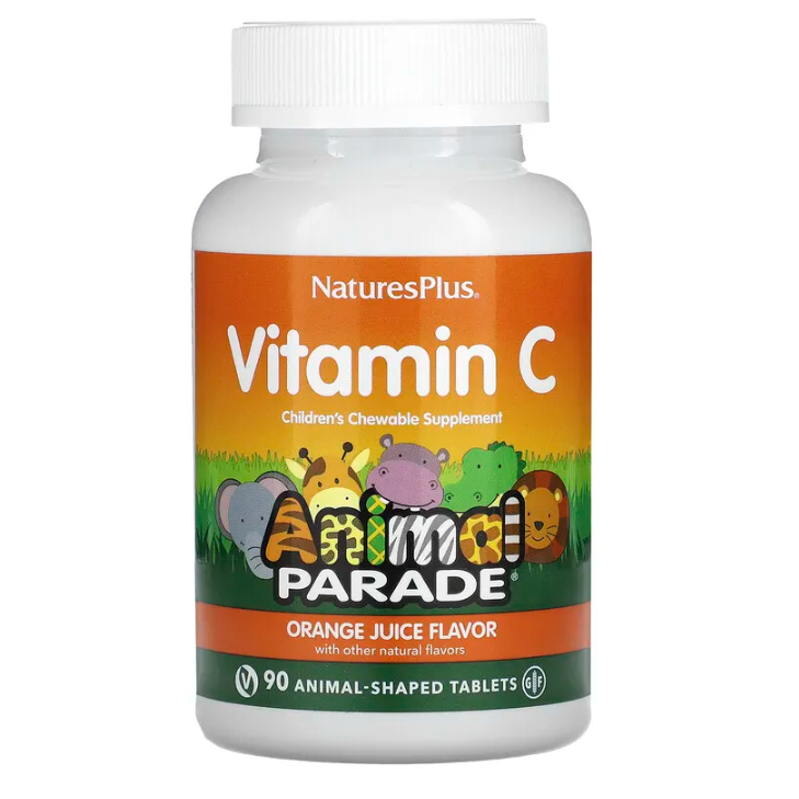 NaturesPlus Source of Life Animal Parade Vitamin C Orange Juice 90 Animal-Shaped Tablets