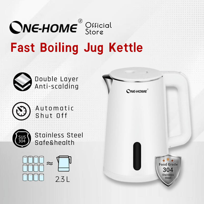 Fast Heat Electric Kettle Stainless Steel Jug Kettle Large Capacity 2.3L Anti-scalding Auto Swich-off Cerek Elektrik 熱水壺