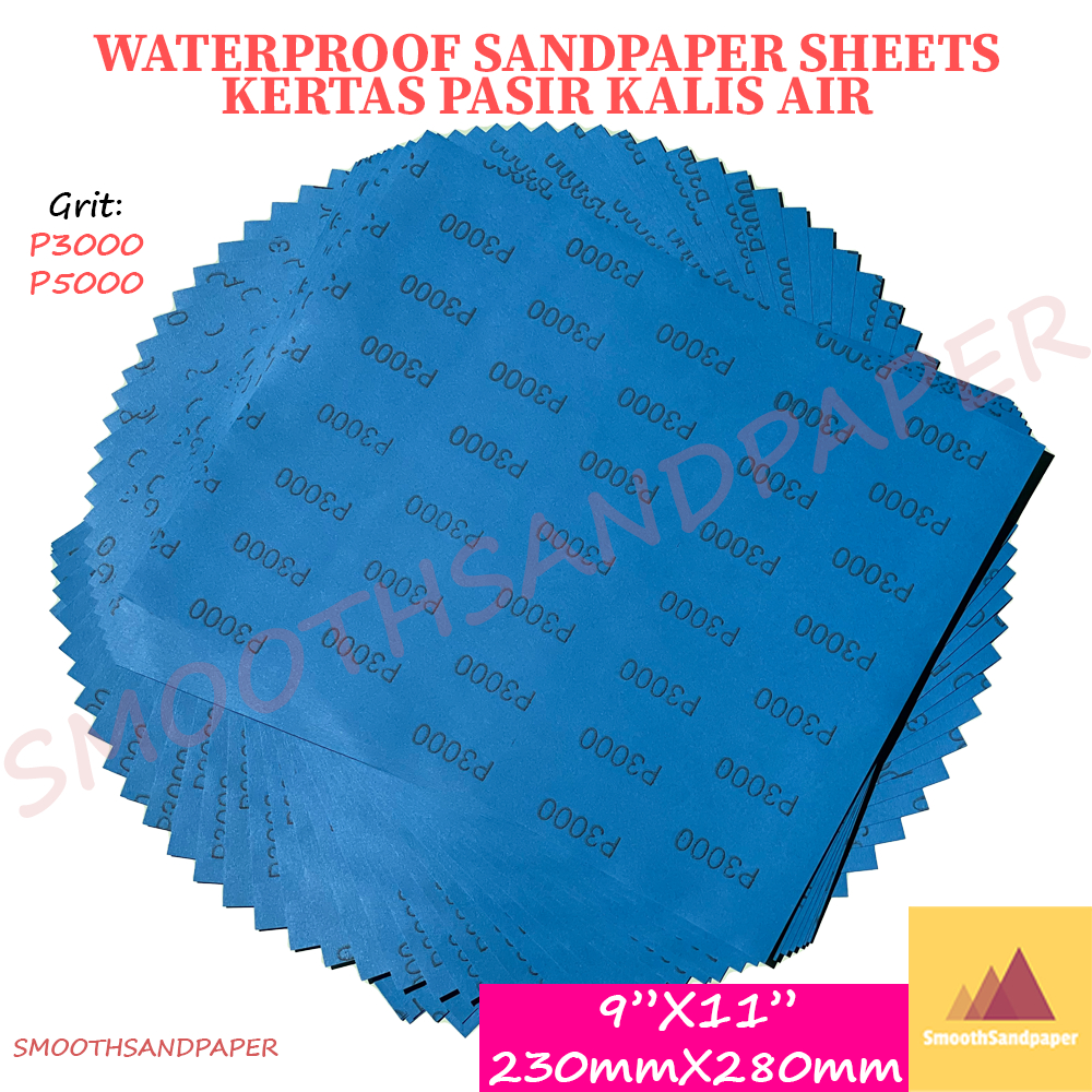 Sandpaper Sheet Waterproof Abrasive Paper Kertas Pasir Kalis Air 9"X11" (230mmX280mm) 乳胶纸耐水砂纸 抛光研磨镜面 干湿两用 image 2