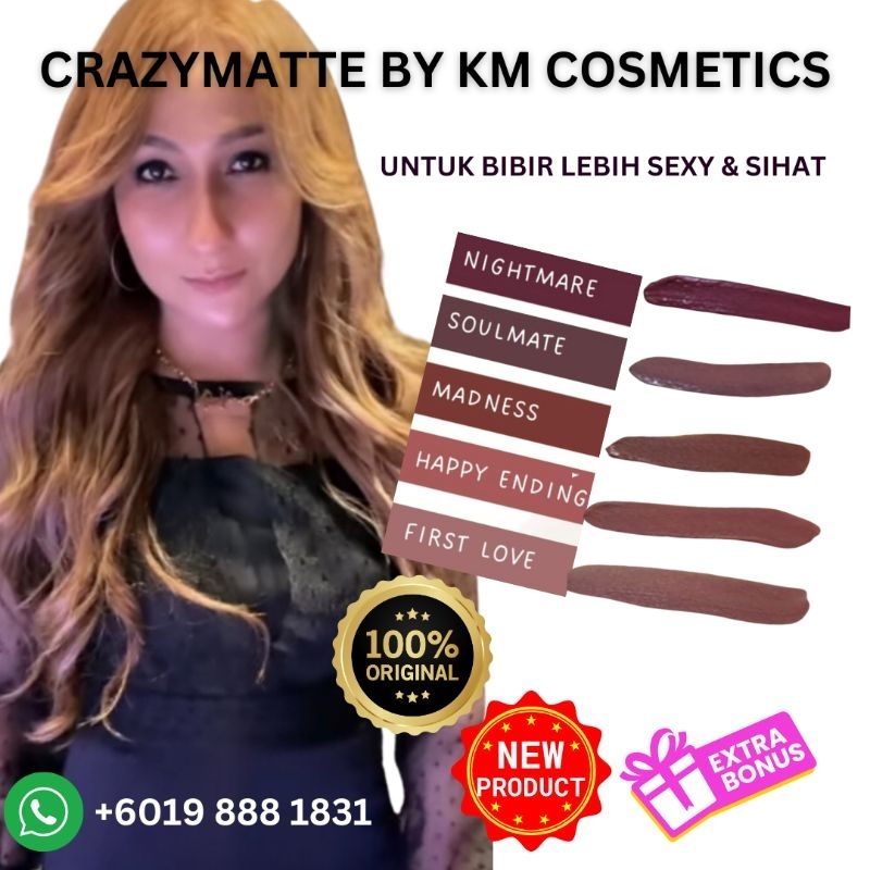 PROMO BELI 4 RM99 KM COSMETICS KM BEAUTY BY KAK KM - CRAZYMATTE LIPMATTE KMCOSMETICS